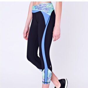 ivivva Hyper Track Crop Leggings Black and Blue